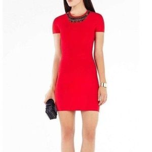 BCBGMAXAZRIA Red Kaylen Bodycon Mini Dress Size L